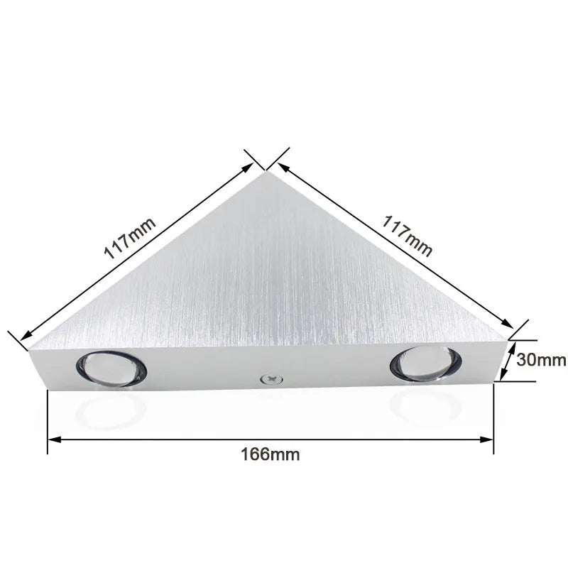 Triangle Brushed Silver LED Wall Lamp