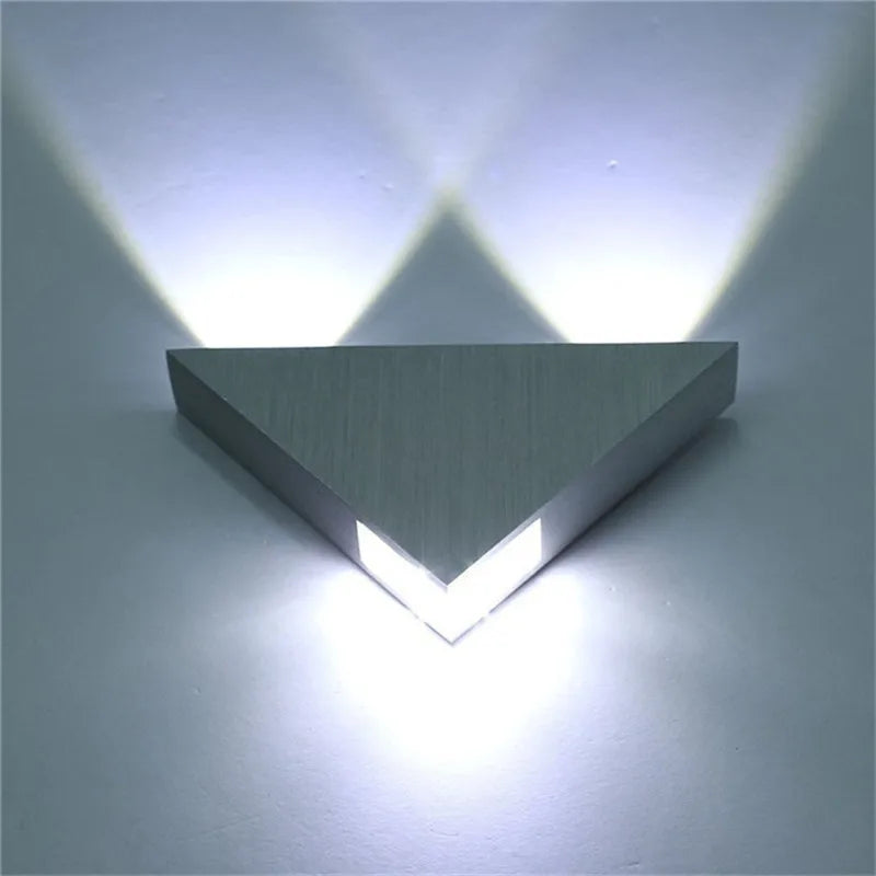 Triangle Brushed Silver LED Wall Lamp