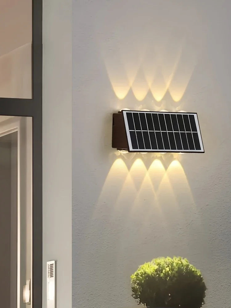 Outdoor Indoor Solar Wall Light 4/6/8 LED Waterproof IP65 Courtyard Balcony Corridor Bedroom Up and Down Lighting Fixtures