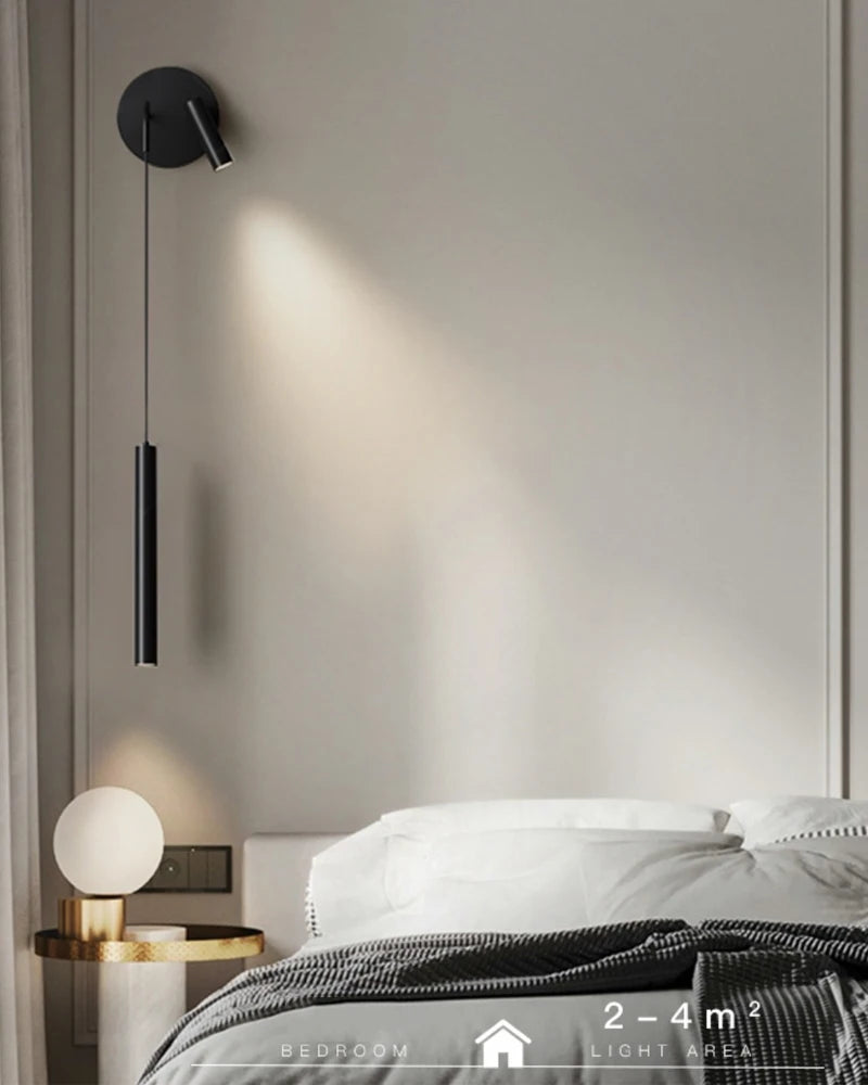 Indoor LED Reading Wall Lights with Rotatable Spotlight for Bedside Hardwired Bedroom LED Wall Lamps Wall Sconce Lighting Black