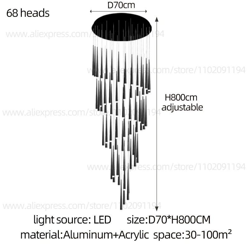 Modern Indoor Lighting Staircase Ceiling Living Room Pendant Long LED Pendent Lamp Bedroom Pendant Light Villa Chandelier