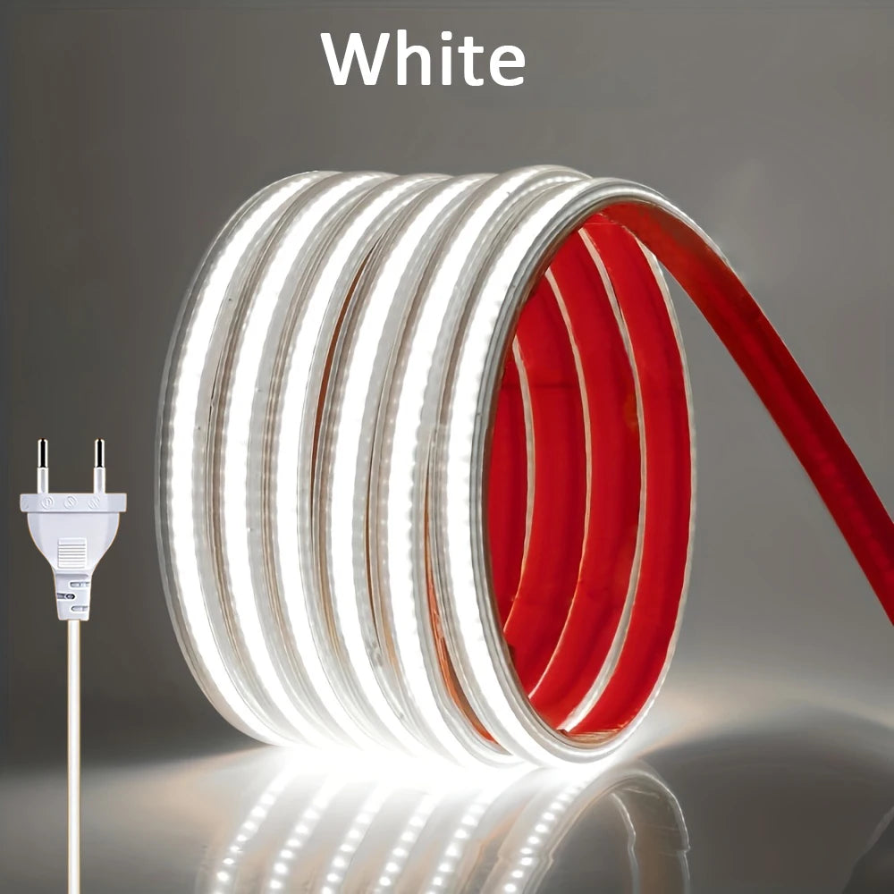 Led Strip 220V Self-adhesive COB Led Strip Lights No Need Driver Flexible Ribbon for Room Kitchen