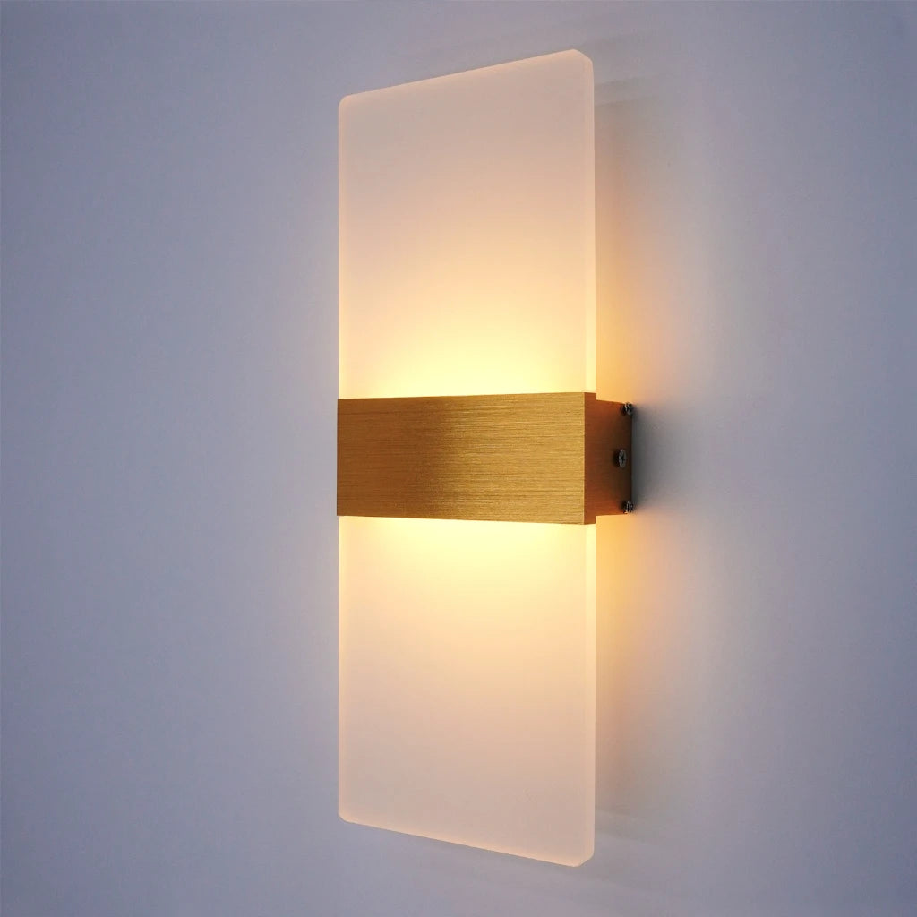Indoor Wall Light, Modern Acrylic LED Wall Lamp, 6W/12W Wall Sconce Up Down Lighting for Bedroom, Hallway, Staircase