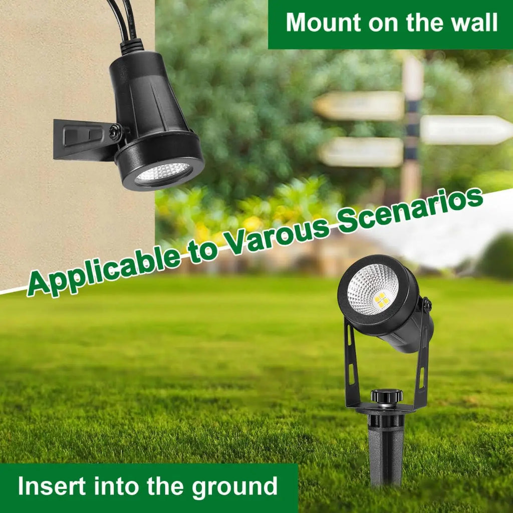 Outdoor Landscape Lighting, 4-10 Pack LED Spot Lights with Transformers, 12V Low Voltage IP65 Waterproof Plug in Spotlight