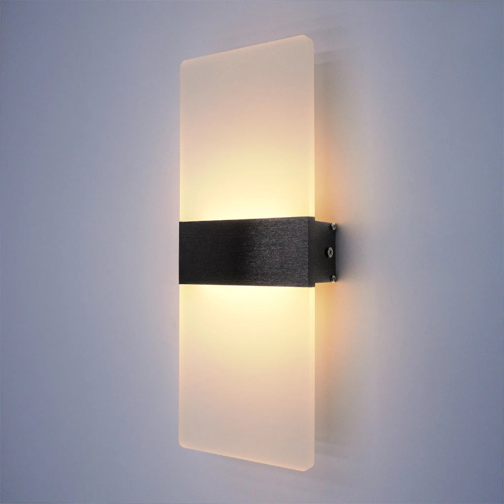 Indoor Wall Light, Modern Acrylic LED Wall Lamp, 6W/12W Wall Sconce Up Down Lighting for Bedroom, Hallway, Staircase