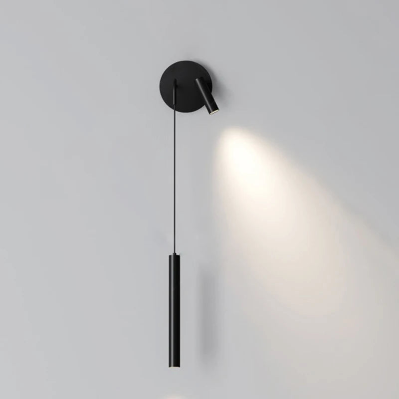 Indoor LED Reading Wall Lights with Rotatable Spotlight for Bedside Hardwired Bedroom LED Wall Lamps Wall Sconce Lighting Black