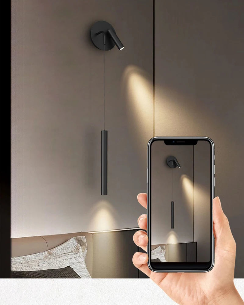 Indoor LED Reading Wall Lights with Rotatable Spotlight for Bedside Hardwired Bedroom LED Wall Lamps Wall Sconce Lighting Black