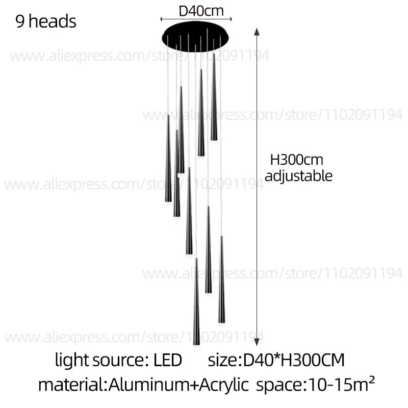 Modern Indoor Lighting Staircase Ceiling Living Room Pendant Long LED Pendent Lamp Bedroom Pendant Light Villa Chandelier