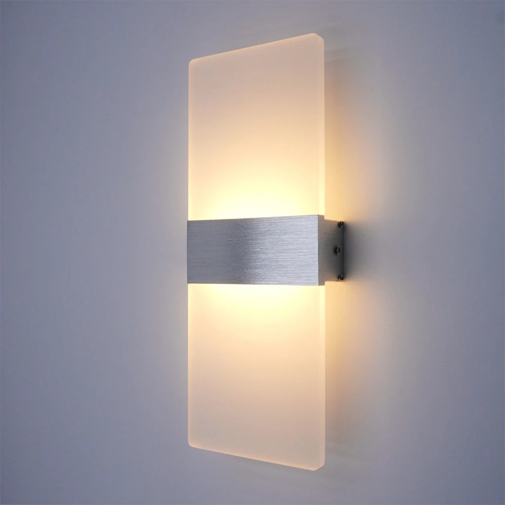 Indoor Wall Light, Modern Acrylic LED Wall Lamp, 6W/12W Wall Sconce Up Down Lighting for Bedroom, Hallway, Staircase
