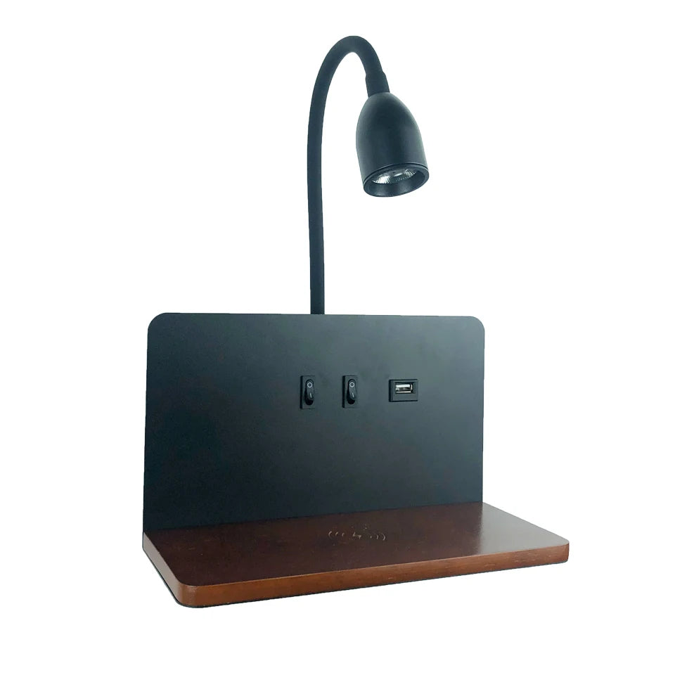 360° Rotatable LED Wall Light with USB & Wireless Charging