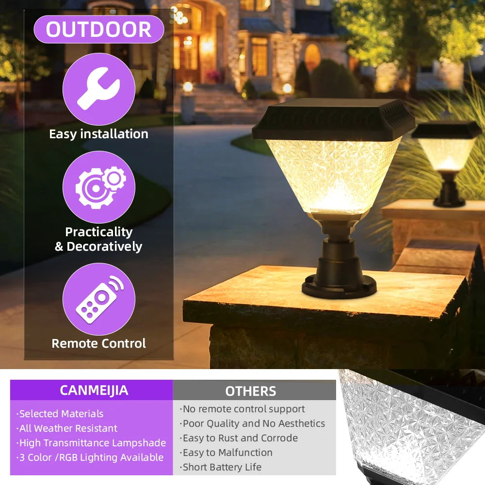 Outdoor Garden Solar Lights With Remote Control RGB Lights LED External Sunlight Lamp Garden Decoration Lighting Accessories