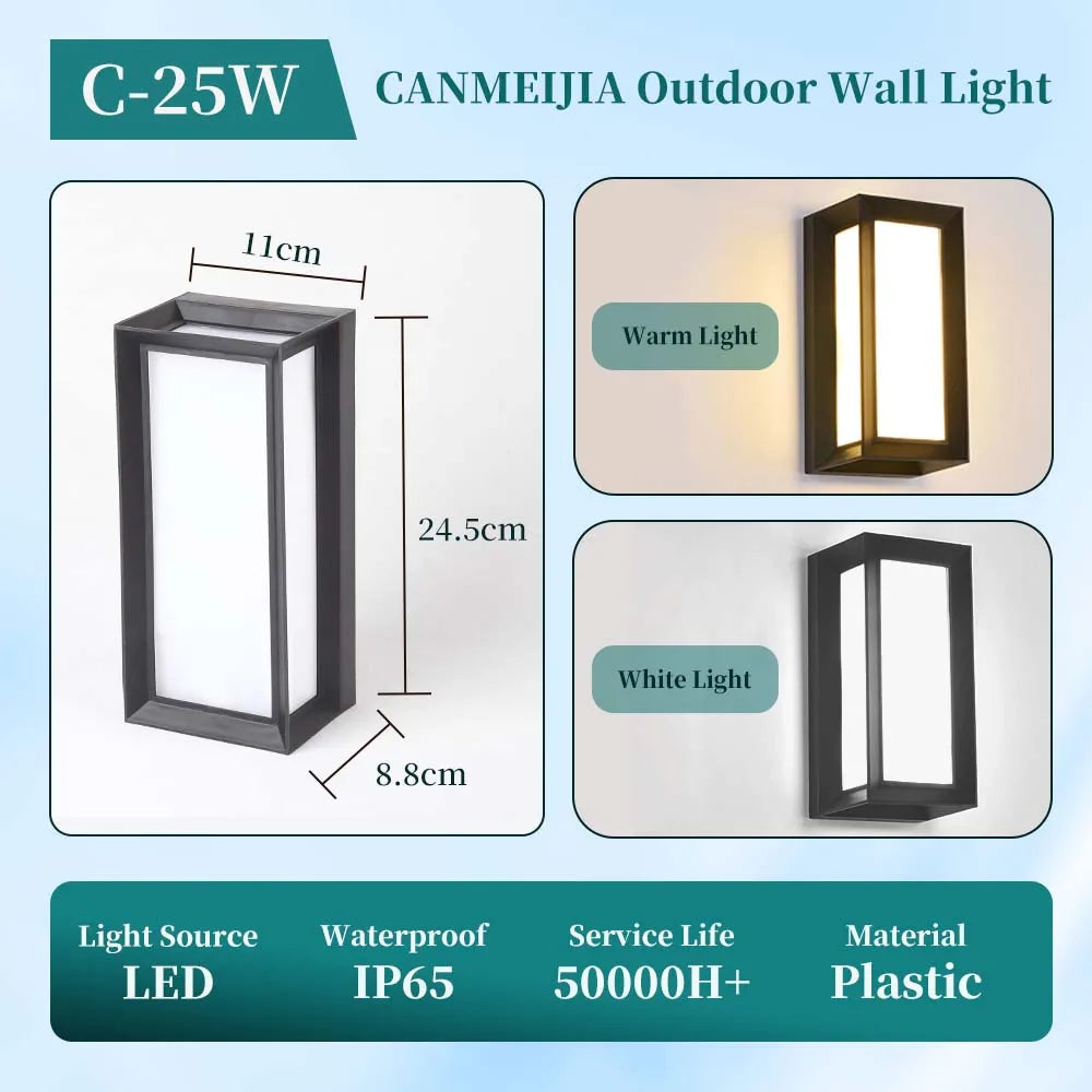 LED Outdoor Wall Light IP65 Waterproof Porch Light 25W Energy Saving Light Indoor For Garden Corridor Balcony Decor Wall Light