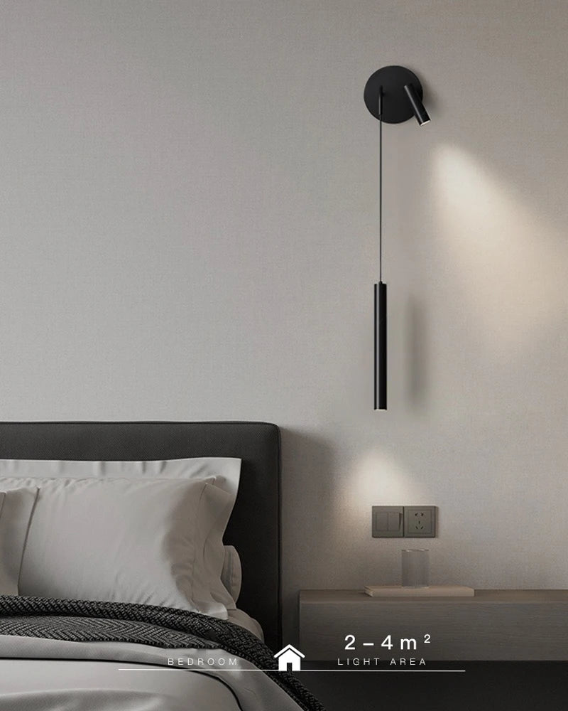 Indoor LED Reading Wall Lights with Rotatable Spotlight for Bedside Hardwired Bedroom LED Wall Lamps Wall Sconce Lighting Black