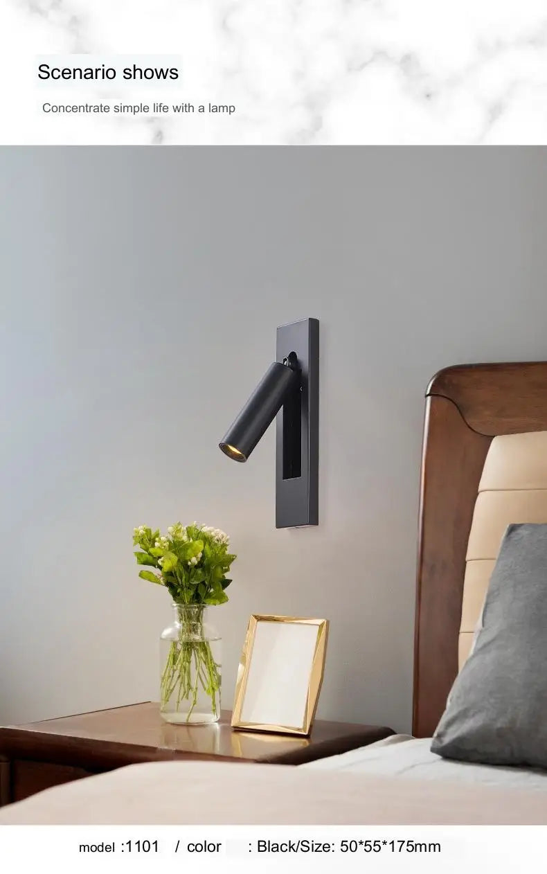 Indoor LED Wall Light Nordic Spot Lights For Bedroom Beside Living Room Hotel Modern Rotation Folding Headboard Reading Lights