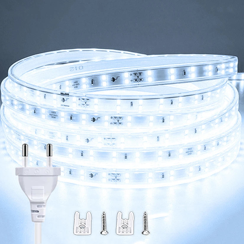 220V Led Strip 1-30m With Eu Plug 2835 Flexible Ribbon Light Waterproof Led Tape for Home Kitchen Outdoor Garden Decor Lighting
