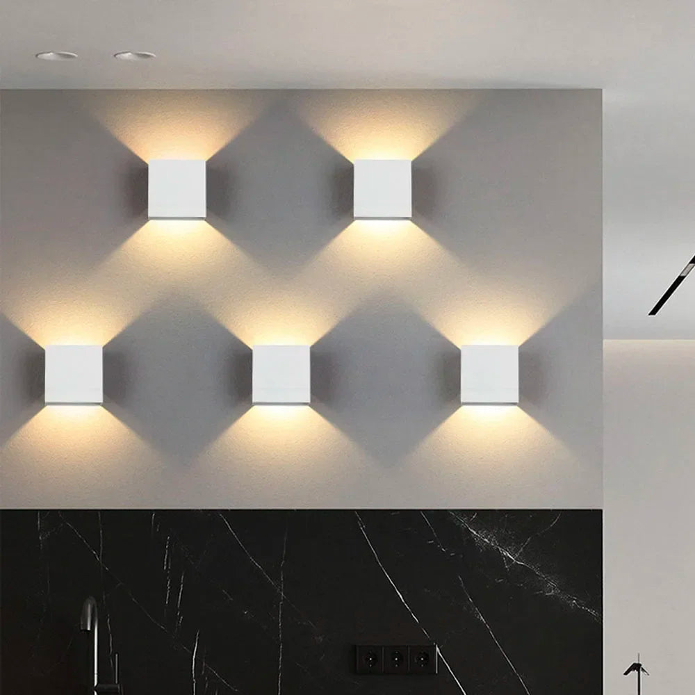 Indoor LED Wall Lamp Aluminium Cube Style Wall Light For Bedroom Living Room Hallway Stair Home Decor Corridor Aside Lighting