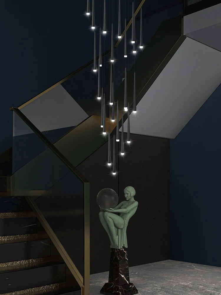 Modern Indoor Lighting Staircase Ceiling Living Room Pendant Long LED Pendent Lamp Bedroom Pendant Light Villa Chandelier
