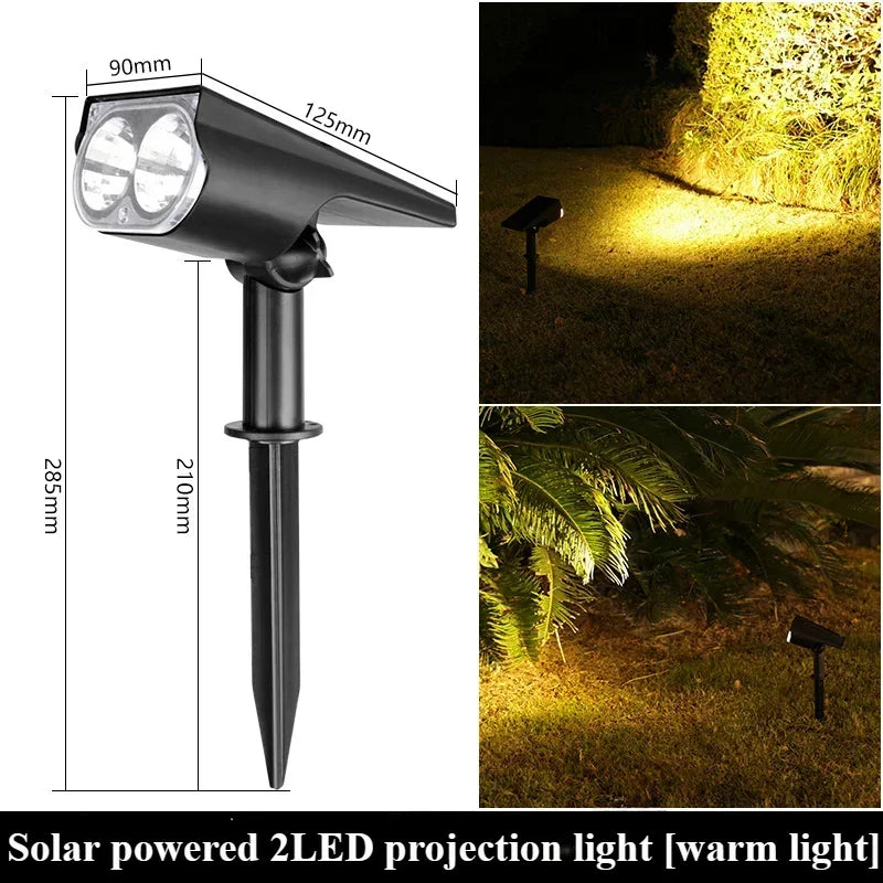 LED Solar Outdoor Courtyard Spotlights Waterproof Garden Decoration Atmosphere Lights 2modes of Tree Garden Channel Lighting