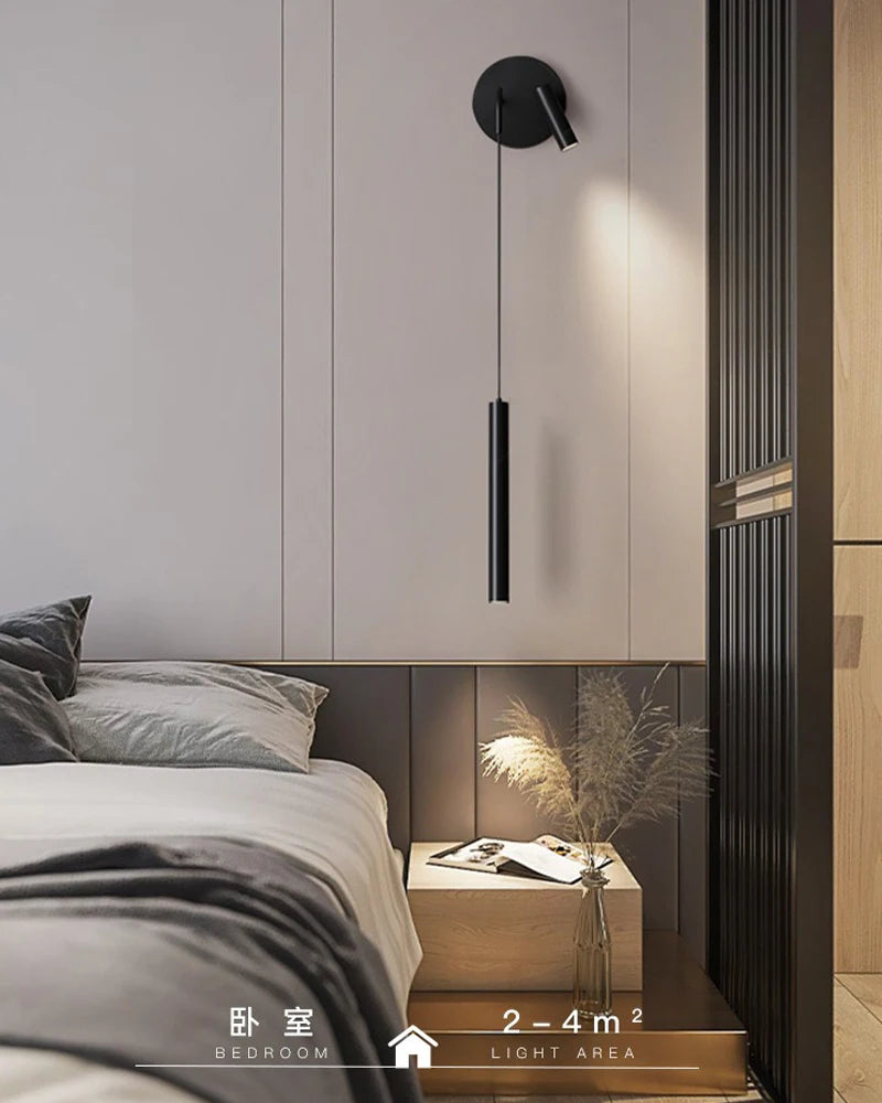 Indoor LED Reading Wall Lights with Rotatable Spotlight for Bedside Hardwired Bedroom LED Wall Lamps Wall Sconce Lighting Black
