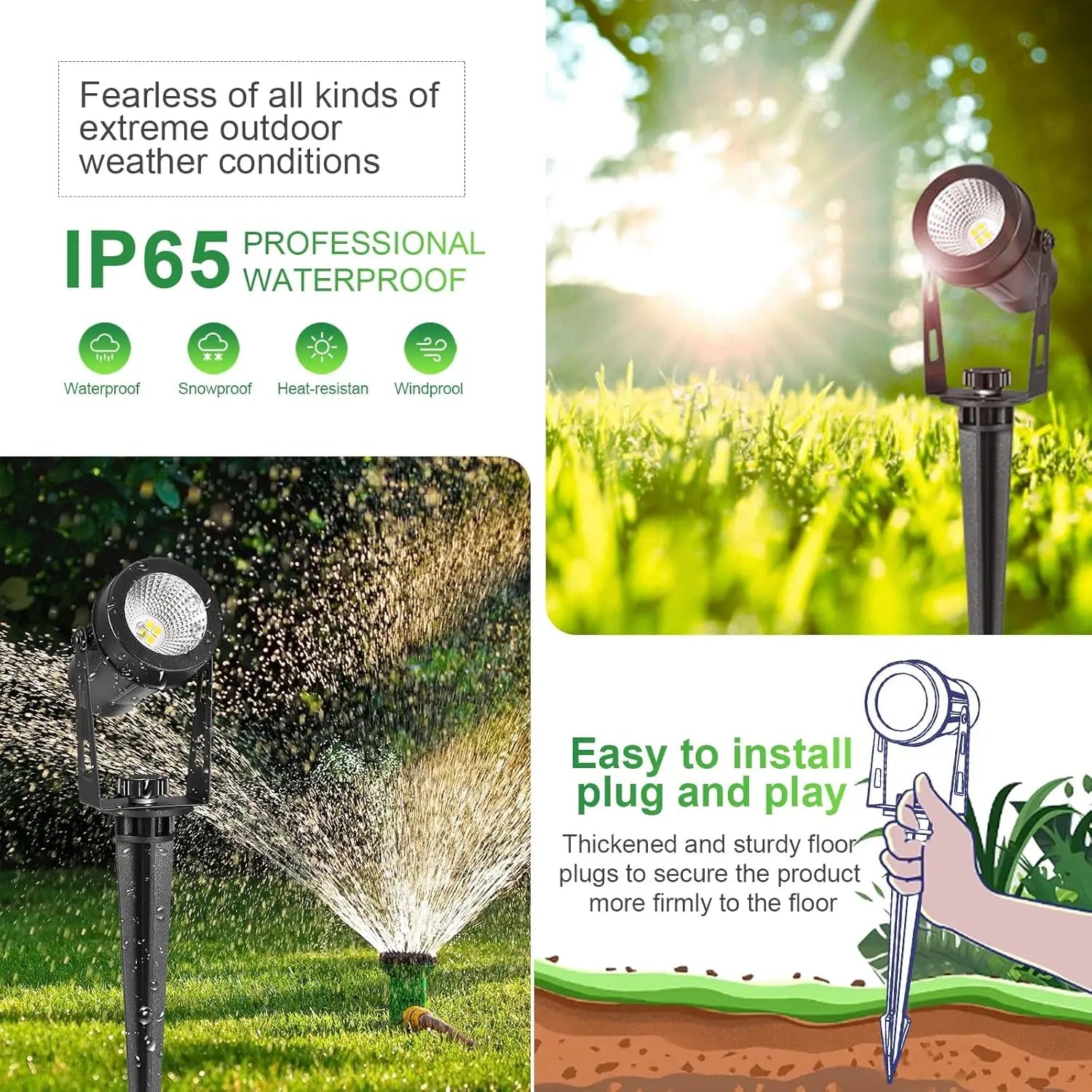 Outdoor Landscape Lighting, 4-10 Pack LED Spot Lights with Transformers, 12V Low Voltage IP65 Waterproof Plug in Spotlight