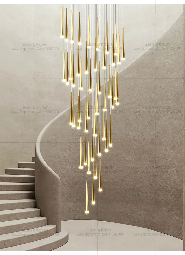 Modern Indoor Lighting Staircase Ceiling Living Room Pendant Long LED Pendent Lamp Bedroom Pendant Light Villa Chandelier