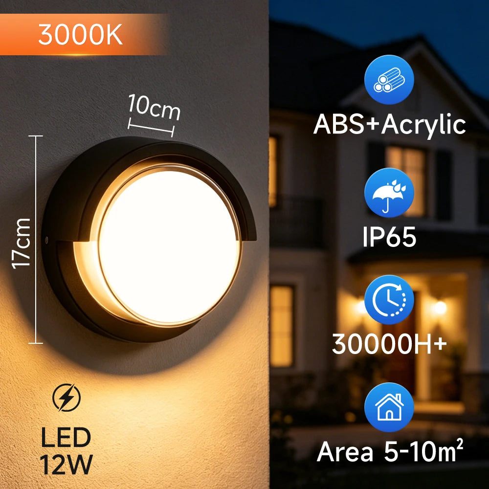 LED Outdoor Wall Light IP65 Waterproof Porch Light 25W Energy Saving Light Indoor For Garden Corridor Balcony Decor Wall Light