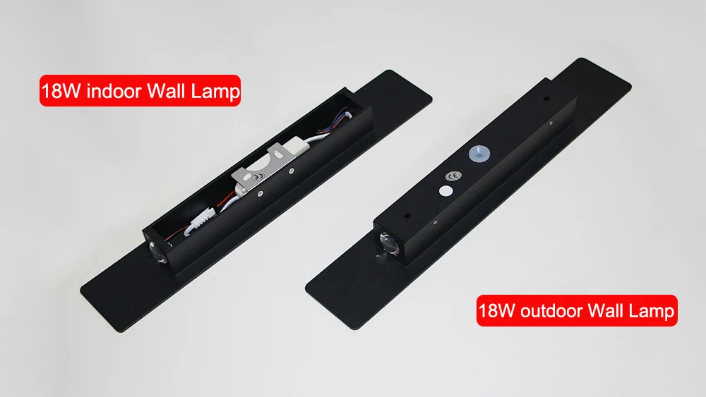 Outdoor Waterproof Wall Lamps Strip Aluminum Wall Lights 18W LED Black Wall Lamp Bedroom Exterior Outdoor Lighting Fixtures