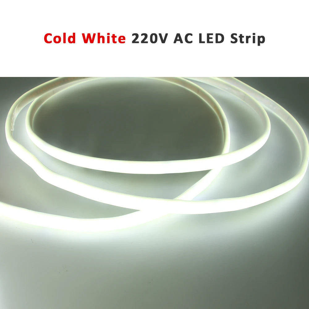 LED Strips 220V Waterproof COB LED Strip Light 240Leds/M 3000K 4000K 6000K Home Decor Flexible Ribbon Linear Lighting