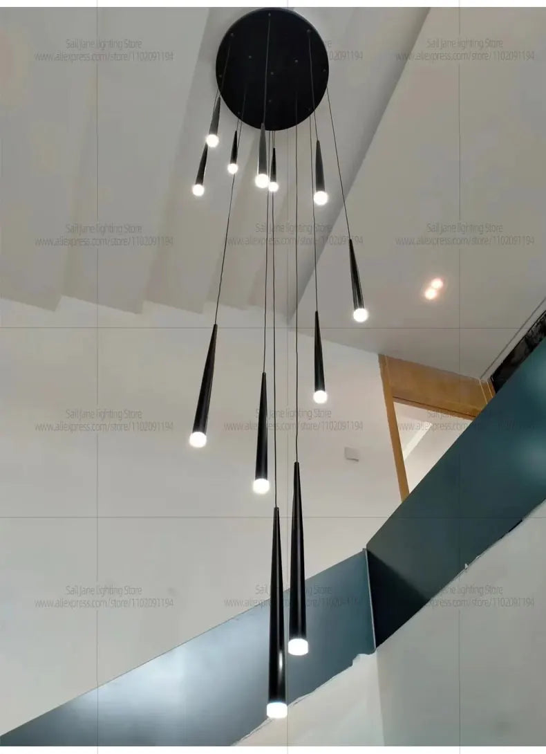Modern Indoor Lighting Staircase Ceiling Living Room Pendant Long LED Pendent Lamp Bedroom Pendant Light Villa Chandelier