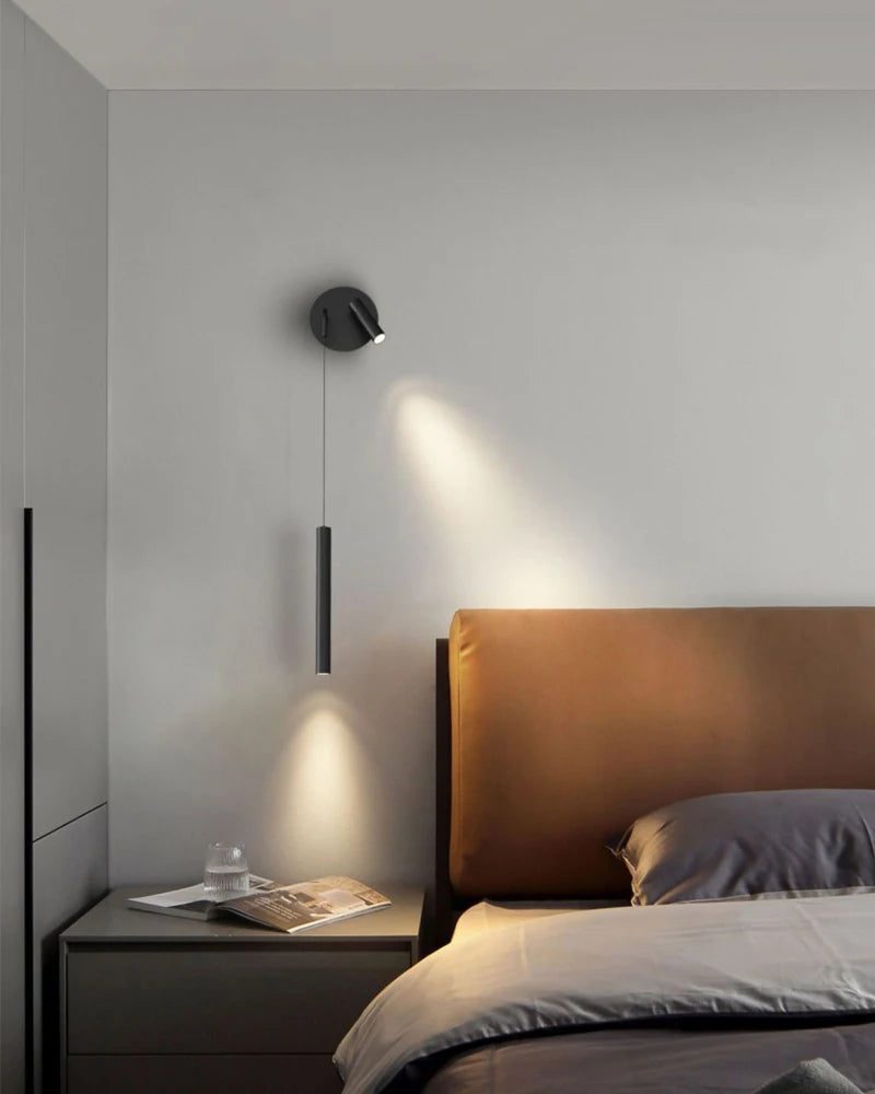 Indoor LED Reading Wall Lights with Rotatable Spotlight for Bedside Hardwired Bedroom LED Wall Lamps Wall Sconce Lighting Black