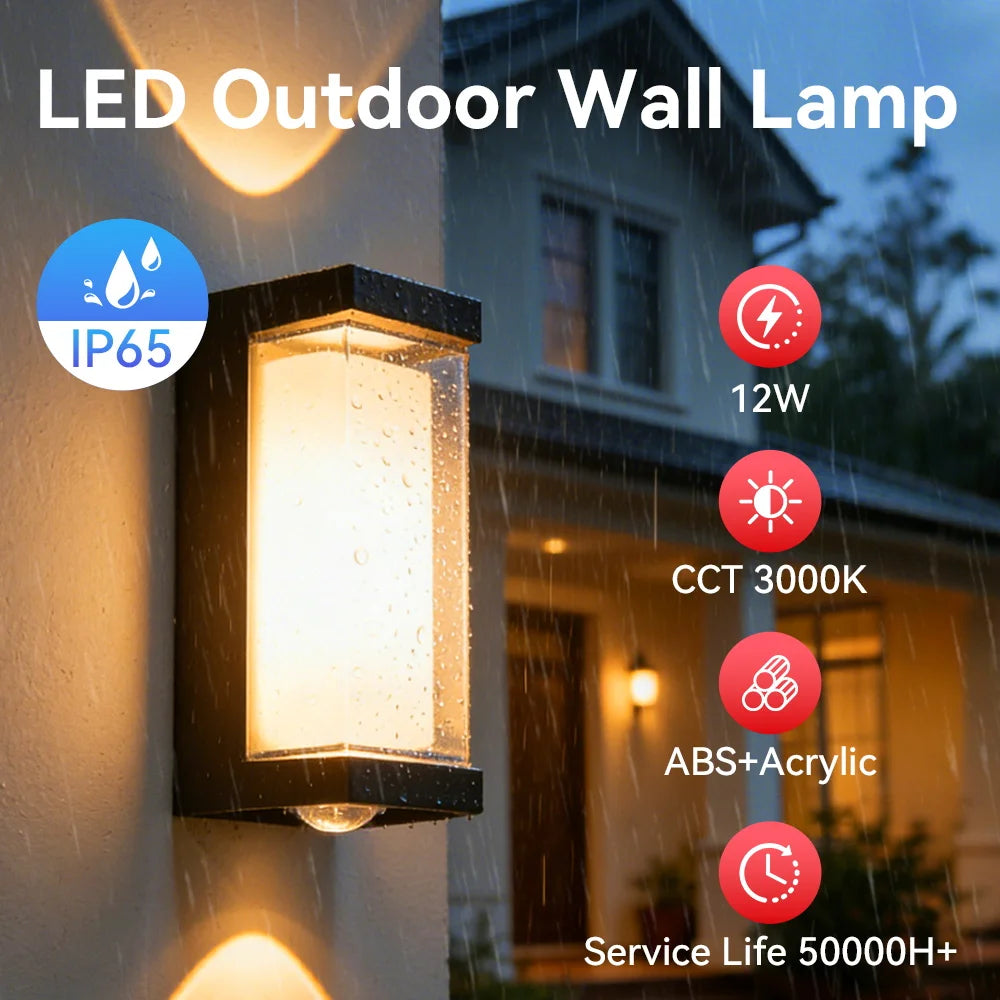 LED Outdoor Wall Light IP65 Waterproof Porch Light 25W Energy Saving Light Indoor For Garden Corridor Balcony Decor Wall Light