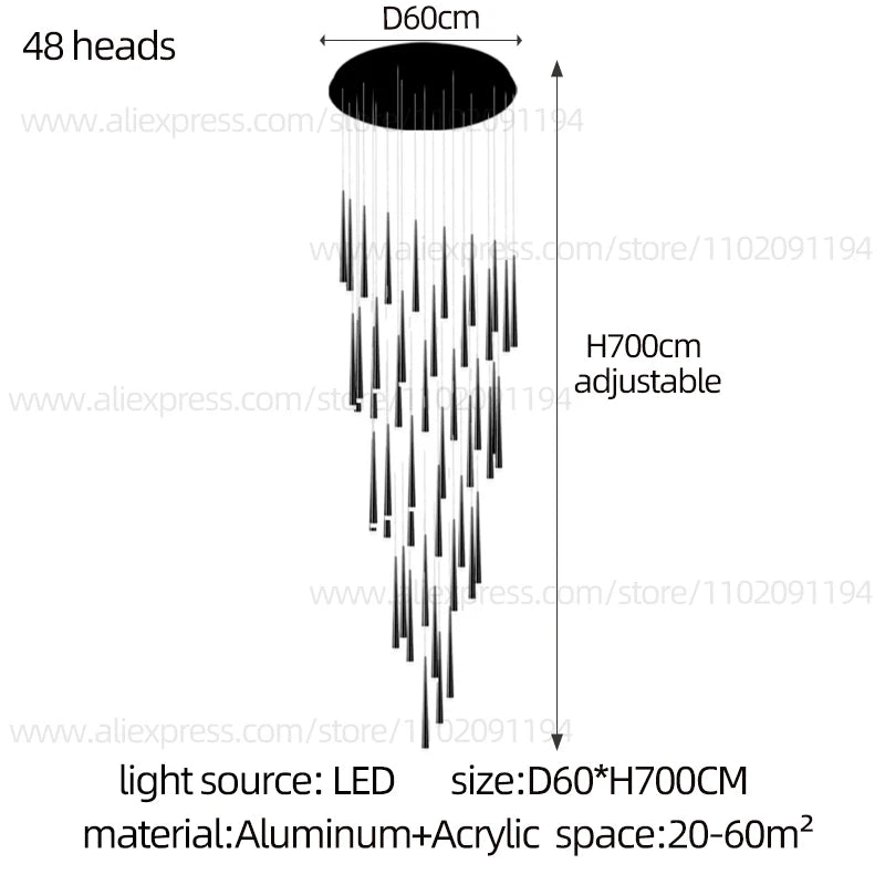 Modern Indoor Lighting Staircase Ceiling Living Room Pendant Long LED Pendent Lamp Bedroom Pendant Light Villa Chandelier