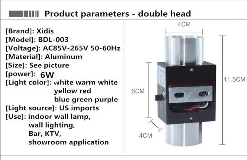 Indoor LED wall lamp 3W 6W aluminum lighting bedroom living room decoration corridor bar KTV lamp corridor wall lamp A85-265V