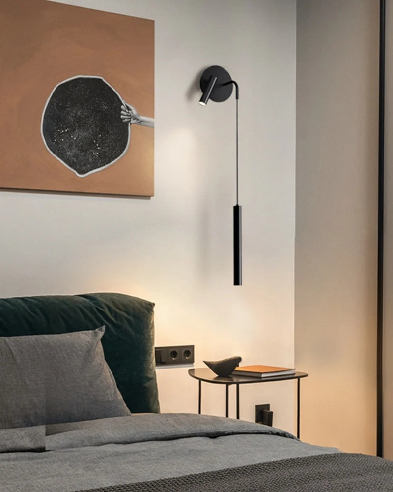 Indoor LED Reading Wall Lights with Rotatable Spotlight for Bedside Hardwired Bedroom LED Wall Lamps Wall Sconce Lighting Black