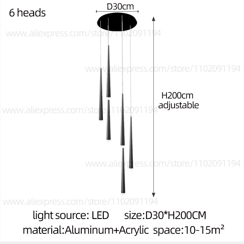 Modern Indoor Lighting Staircase Ceiling Living Room Pendant Long LED Pendent Lamp Bedroom Pendant Light Villa Chandelier