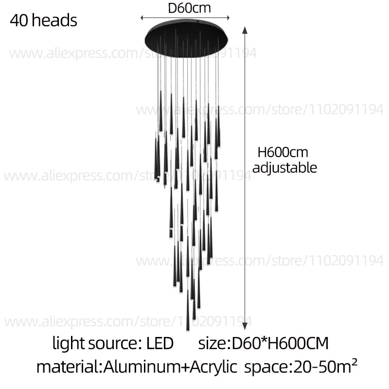 Modern Indoor Lighting Staircase Ceiling Living Room Pendant Long LED Pendent Lamp Bedroom Pendant Light Villa Chandelier