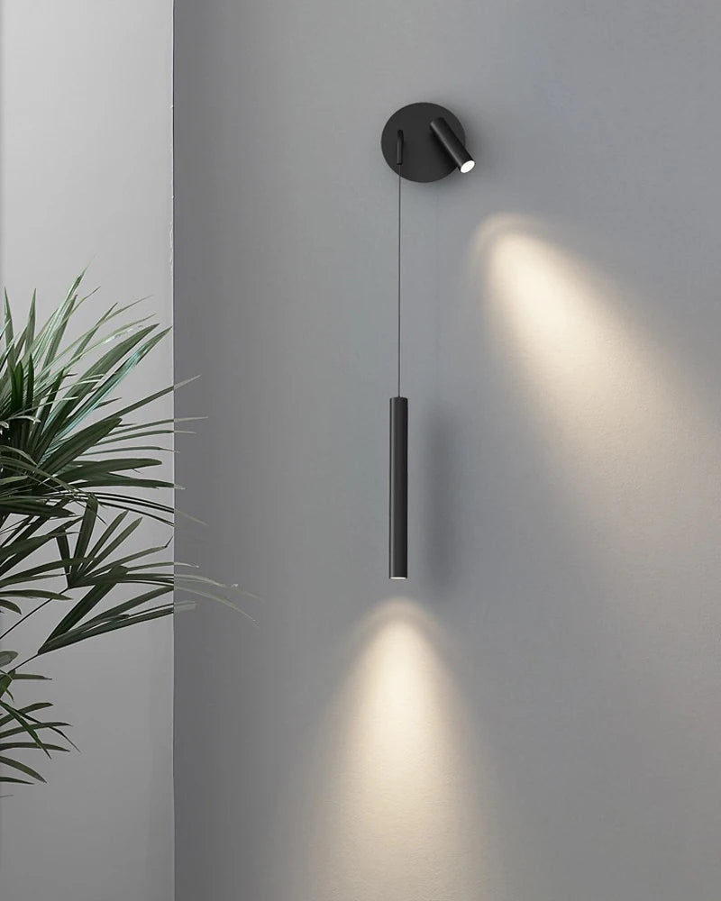 Indoor LED Reading Wall Lights with Rotatable Spotlight for Bedside Hardwired Bedroom LED Wall Lamps Wall Sconce Lighting Black