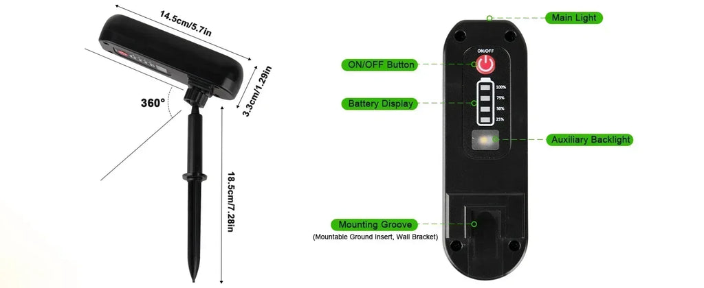 LED Solar Outdoor Courtyard Spotlights Waterproof Garden Decoration Atmosphere Lights 2modes of Tree Garden Channel Lighting