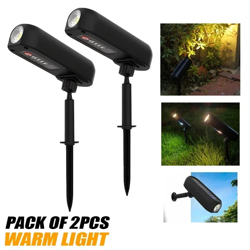 LED Solar Outdoor Courtyard Spotlights Waterproof Garden Decoration Atmosphere Lights 2modes of Tree Garden Channel Lighting