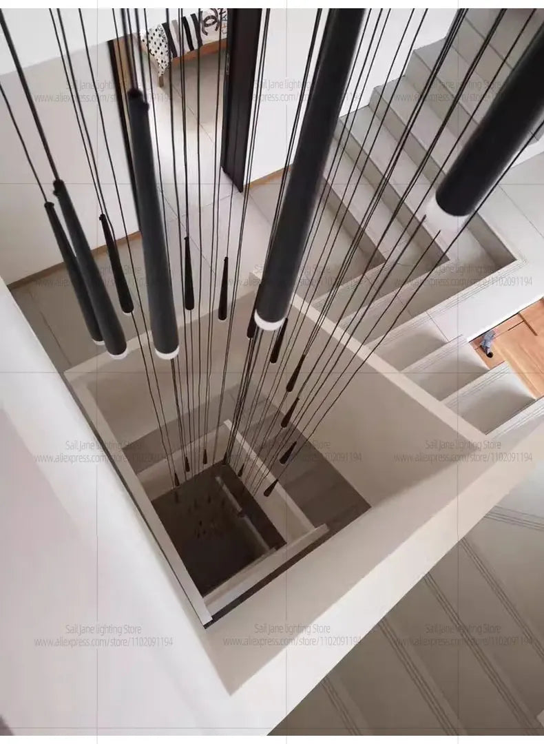 Modern Indoor Lighting Staircase Ceiling Living Room Pendant Long LED Pendent Lamp Bedroom Pendant Light Villa Chandelier