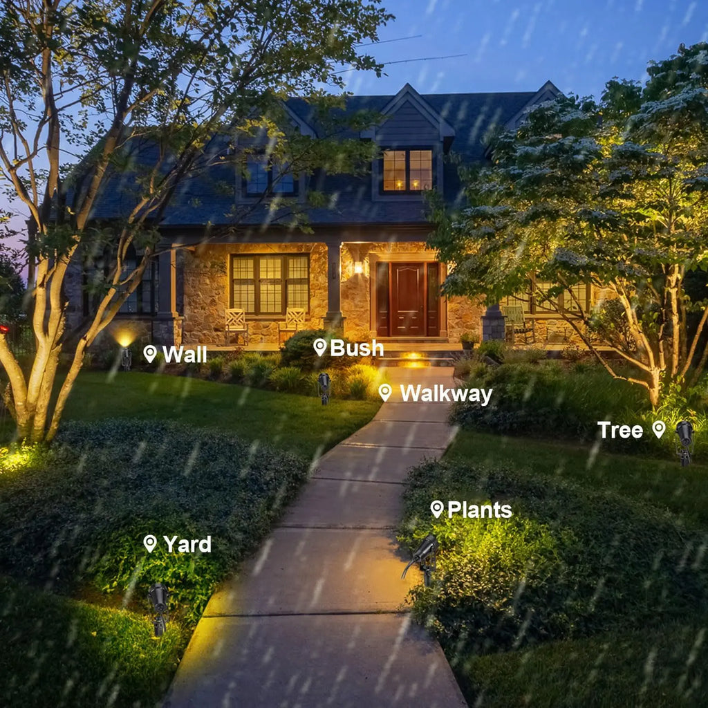 Outdoor Landscape Lighting, 4-10 Pack LED Spot Lights with Transformers, 12V Low Voltage IP65 Waterproof Plug in Spotlight