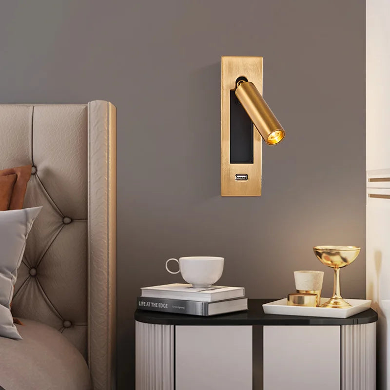 Indoor LED Wall Light Nordic Spot Lights For Bedroom Beside Living Room Hotel Modern Rotation Folding Headboard Reading Lights
