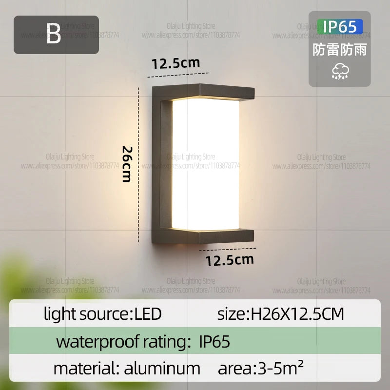 LED Outdoor Wall Light Modern Indoor Home Waterproof IP65 Courtyard Light Porch Light Balcony Wall Light Park Decorative Light