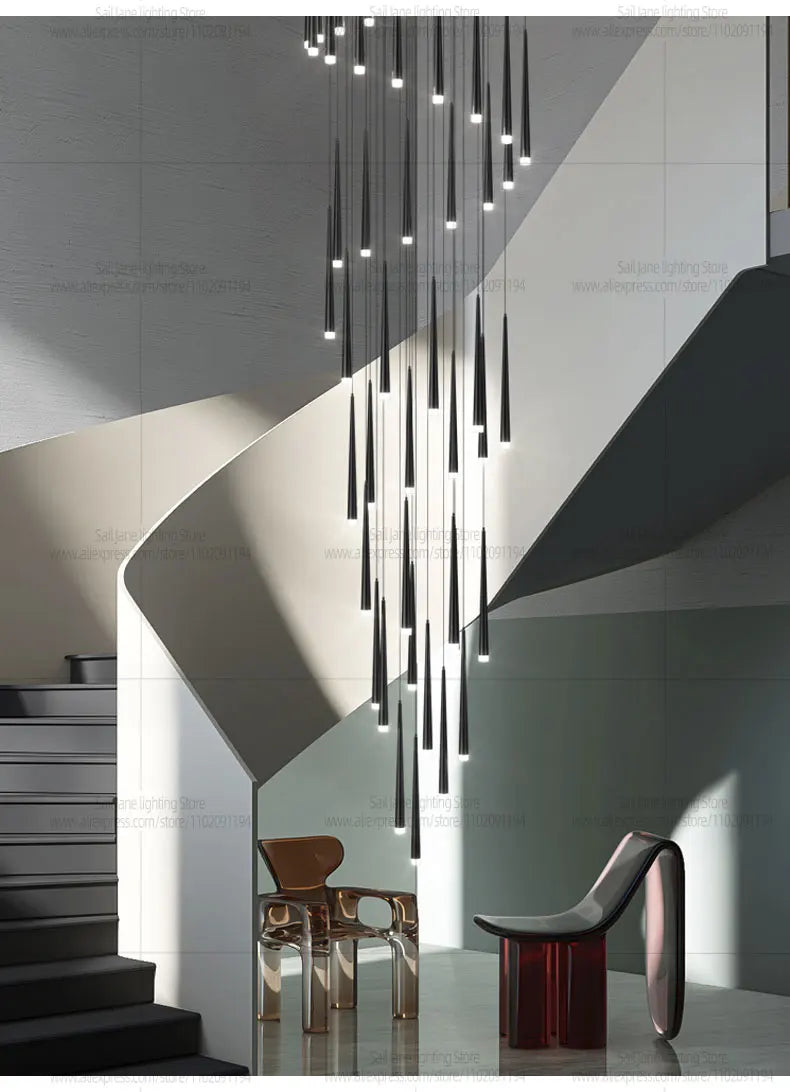 Modern Indoor Lighting Staircase Ceiling Living Room Pendant Long LED Pendent Lamp Bedroom Pendant Light Villa Chandelier