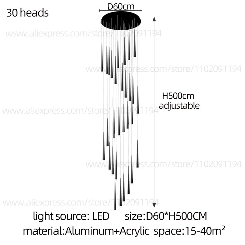 Modern Indoor Lighting Staircase Ceiling Living Room Pendant Long LED Pendent Lamp Bedroom Pendant Light Villa Chandelier