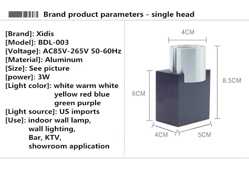 Indoor LED wall lamp 3W 6W aluminum lighting bedroom living room decoration corridor bar KTV lamp corridor wall lamp A85-265V