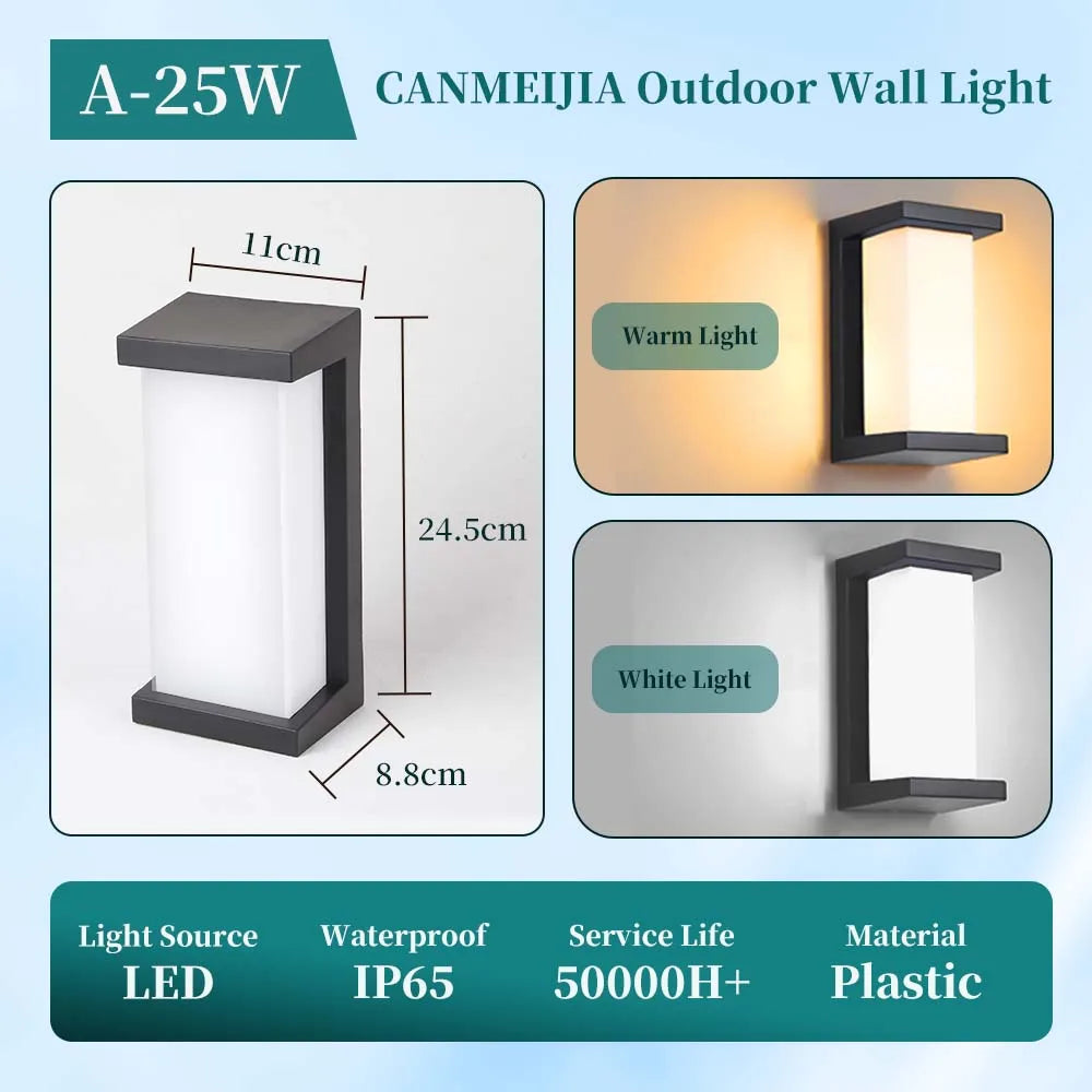 LED Outdoor Wall Light IP65 Waterproof Porch Light 25W Energy Saving Light Indoor For Garden Corridor Balcony Decor Wall Light