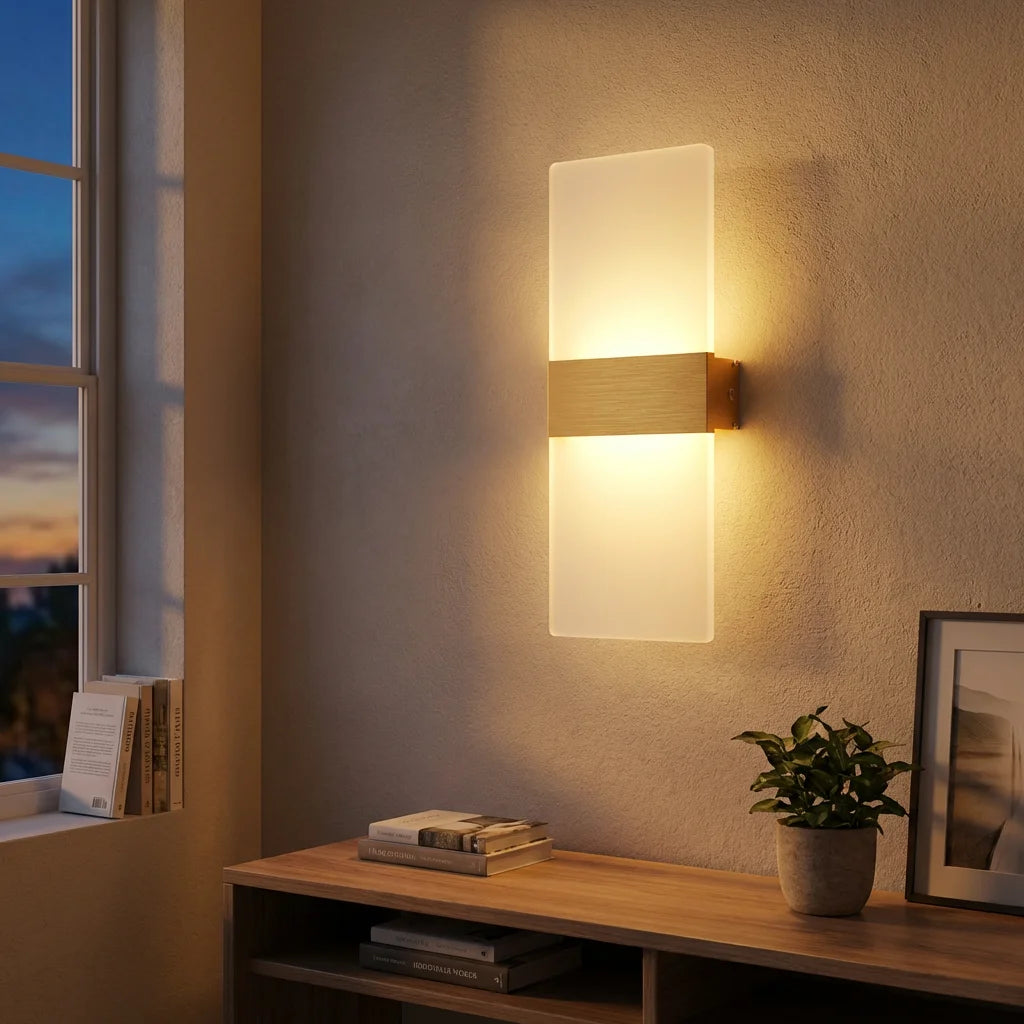 Indoor Wall Light, Modern Acrylic LED Wall Lamp, 6W/12W Wall Sconce Up Down Lighting for Bedroom, Hallway, Staircase