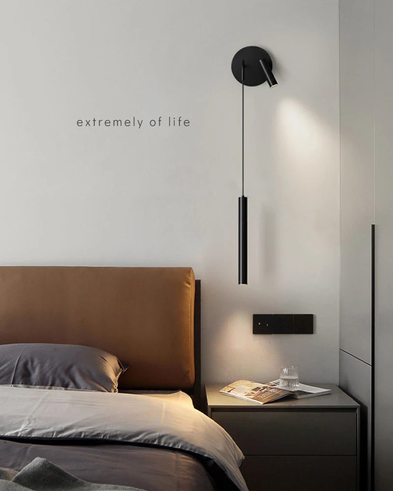 Indoor LED Reading Wall Lights with Rotatable Spotlight for Bedside Hardwired Bedroom LED Wall Lamps Wall Sconce Lighting Black