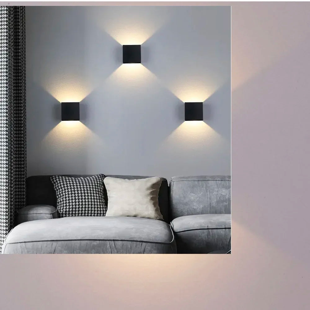 Indoor LED Wall Lamp Aluminium Cube Style Wall Light For Bedroom Living Room Hallway Stair Home Decor Corridor Aside Lighting